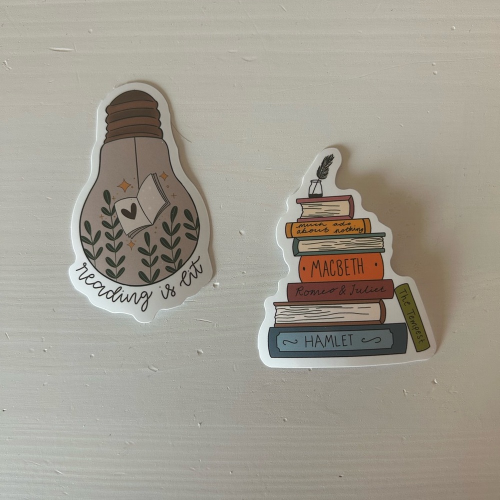 Free with any purchase! Book and Lightbulb Sticker Set